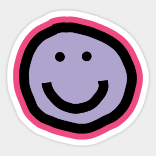 Minimal Happy Smiley Face Purple Lavender Sticker